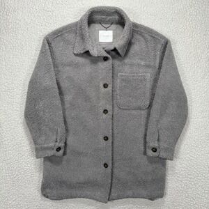 Lucky Brand Sherpa Shacket Men's M Gray Fleece Chore Coat Workwear Cozy